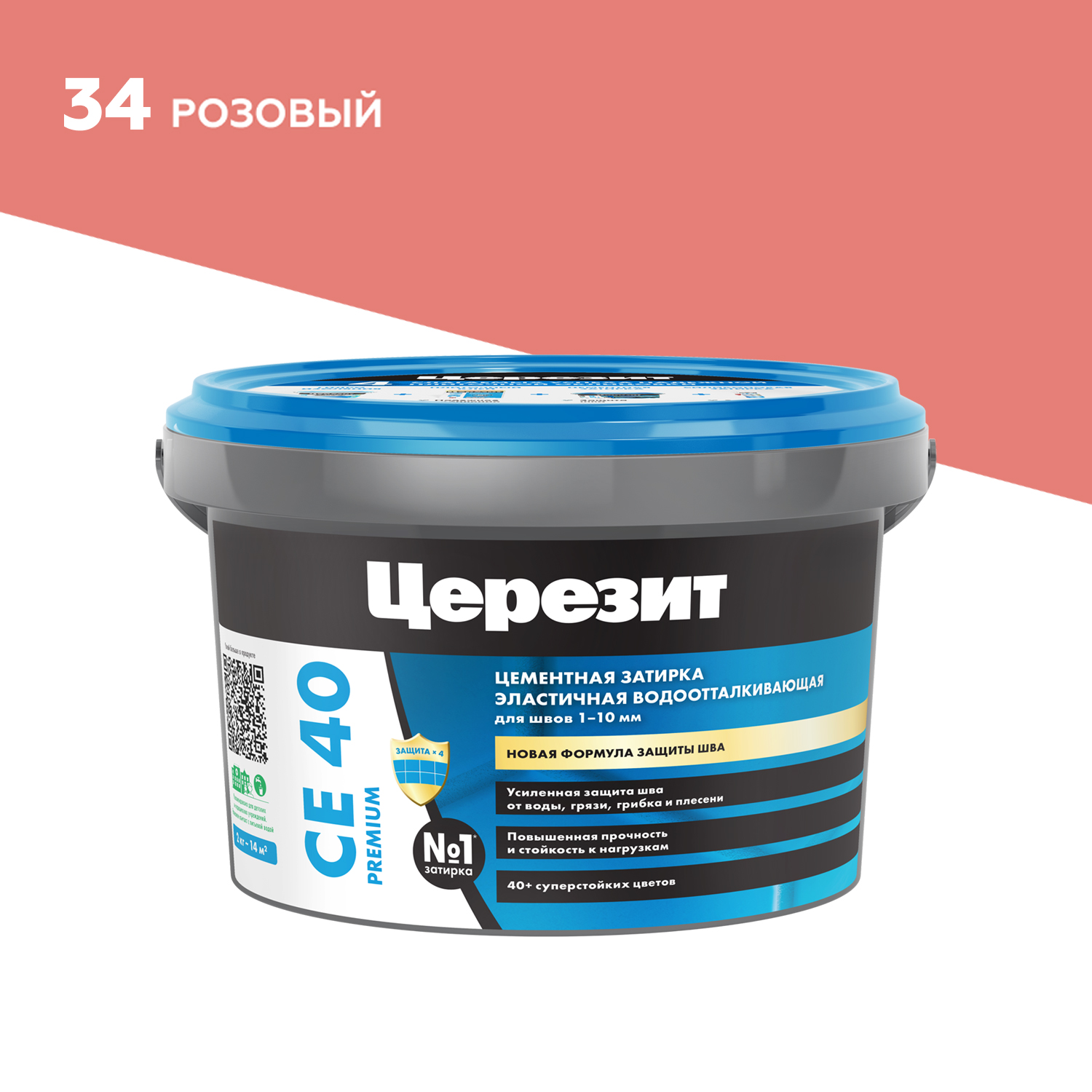Затирка для швов до 10 мм водоотталкивающая Церезит СЕ 40 Аквасатик 34 розовый 2 кг