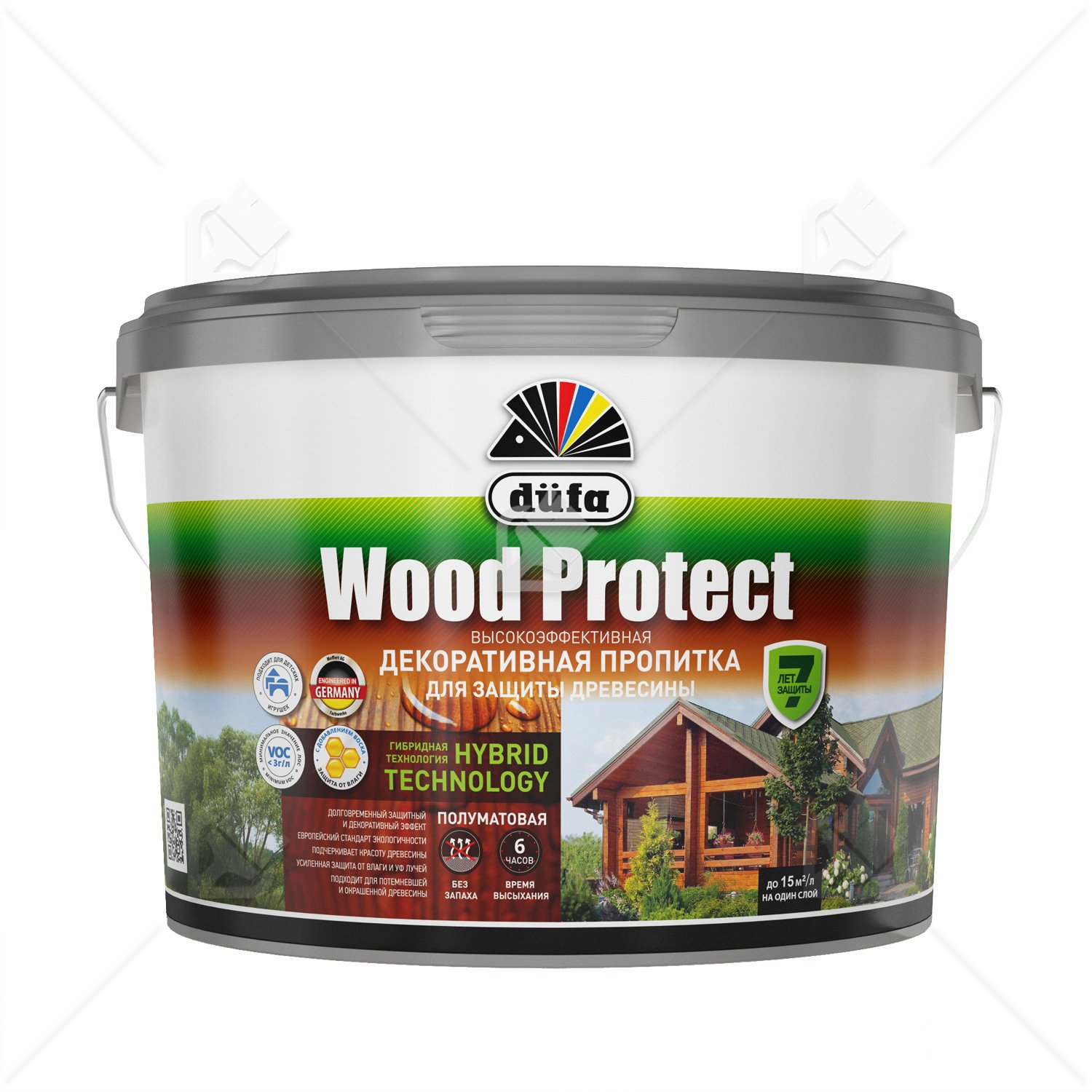 Пропитка декоративная для защиты древесины Dufa Wood Protect тик 9 л