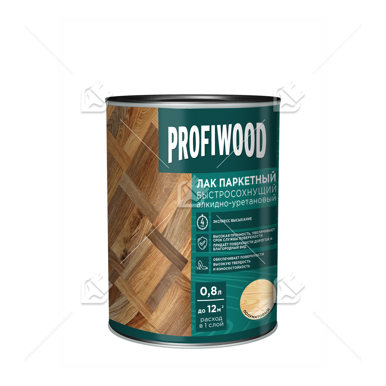 Лак паркетный быстросохнущий алкидно-уретановый Profiwood полуматовый прозрачный 0,8 л