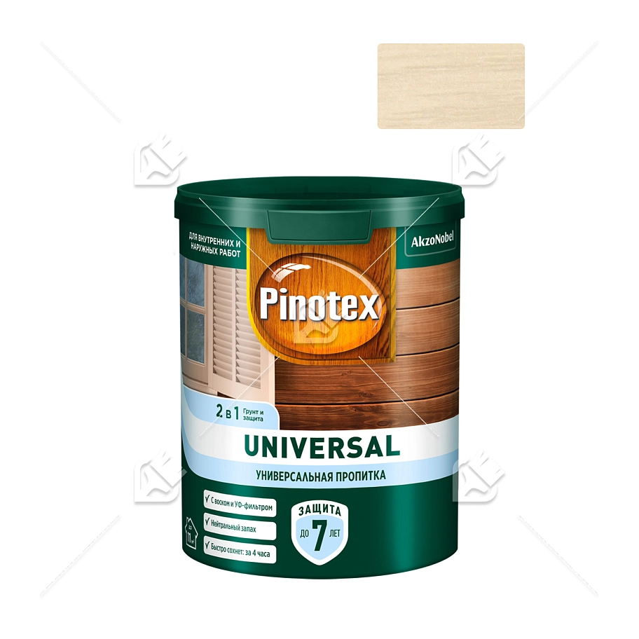 Pinotex Universal 2 в 1 универсальная пропитка для древесины Берёза 0,9 л