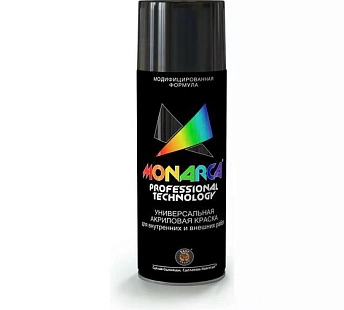 Краска универсальная аэрозольная акриловая Eastbrand Monarca глянцевая RAL 9005 черная 520 мл.