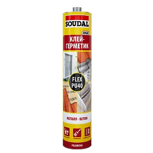 Герметик Soudal Flex PU 40 полиуретановый, серый, 300 мл