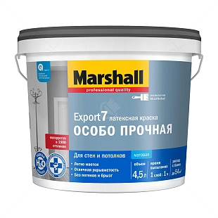 Краска для стен и потолков латексная Marshall Export-7 матовая база BW 4,5л.