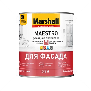 Краска фасадная акриловая Marshall Maestro глубокоматовая база ВС 0,9 л.